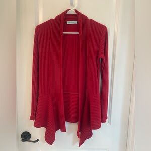 Chris & Carol Vibrant Red Ribbed Cardigan Size S